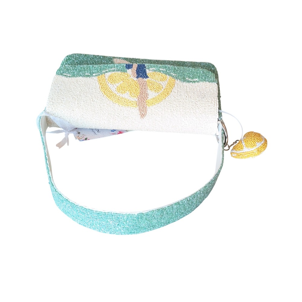Viral Beaded Bag Handcrafted In India Beaded Surfer with Lemon Charm Deco NWT - Picture 7 of 7